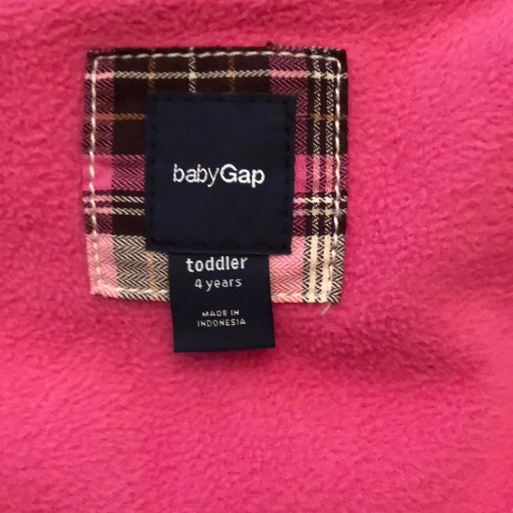 babyGap Pink Plaid Ruffle Fleece Lined Puffer Vest Toddler 4 Year